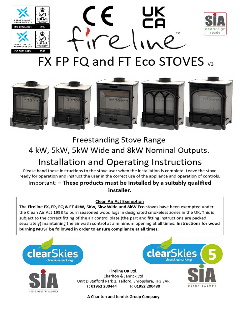 Fireline FX FP FQ FT Eco Freestanding Stove Ins Iss 05 05 23 | PDF ...