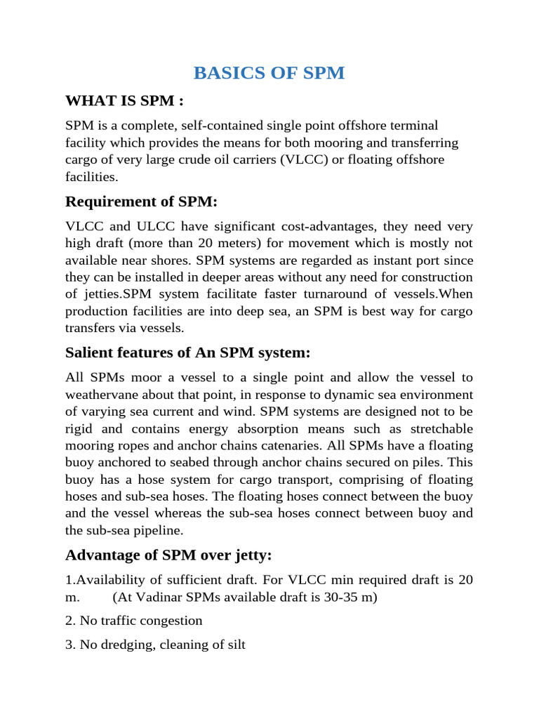 Basics of SPM | PDF | Oil Tanker | Shipping