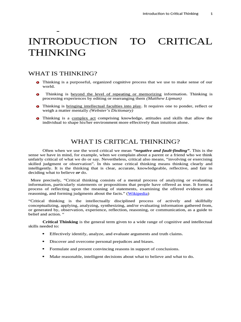 Understanding Critical Thinking | PDF | Critical Thinking | Relativism
