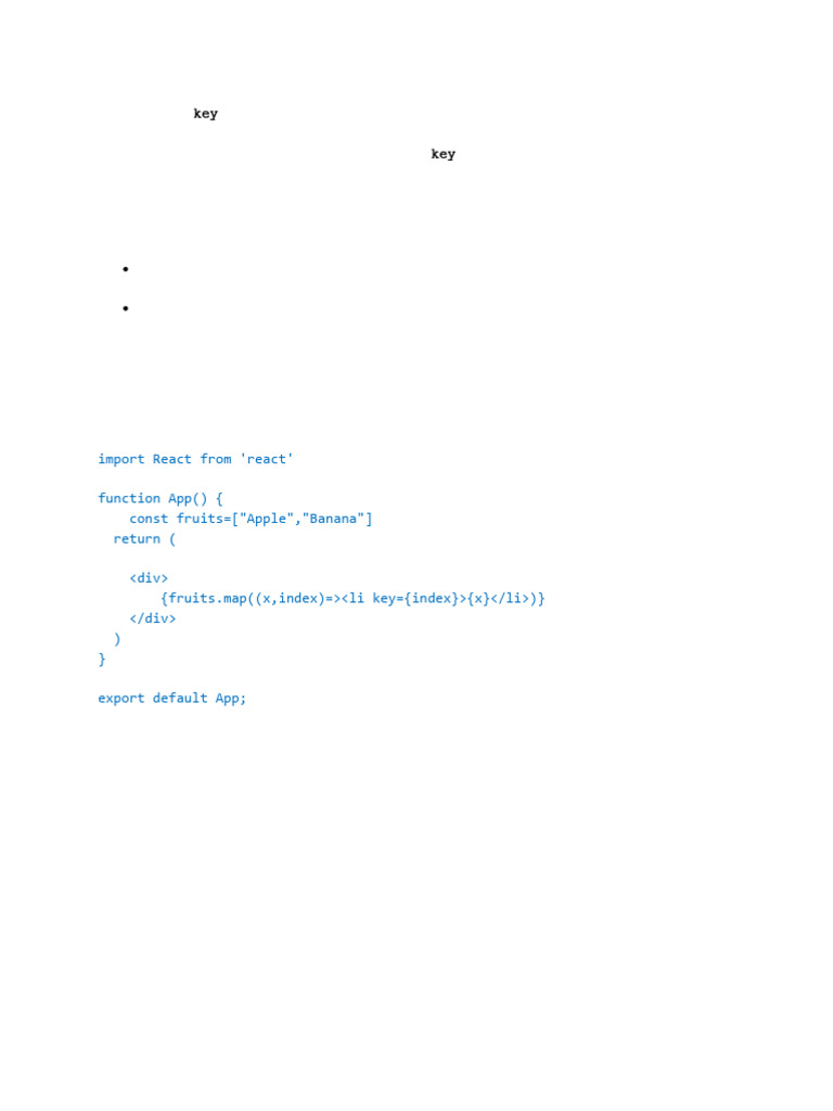 Understanding React Key Prop Usage | PDF | Computer Programming | Computing