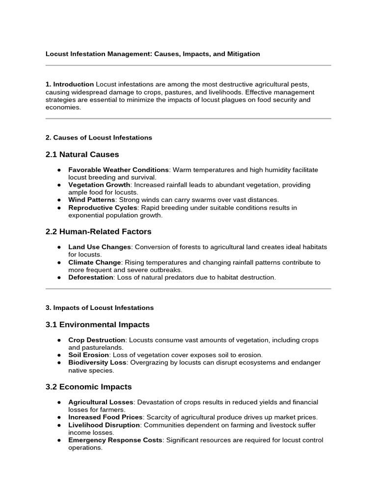 Locust Infestation Management | PDF | Agriculture | Habitat Destruction