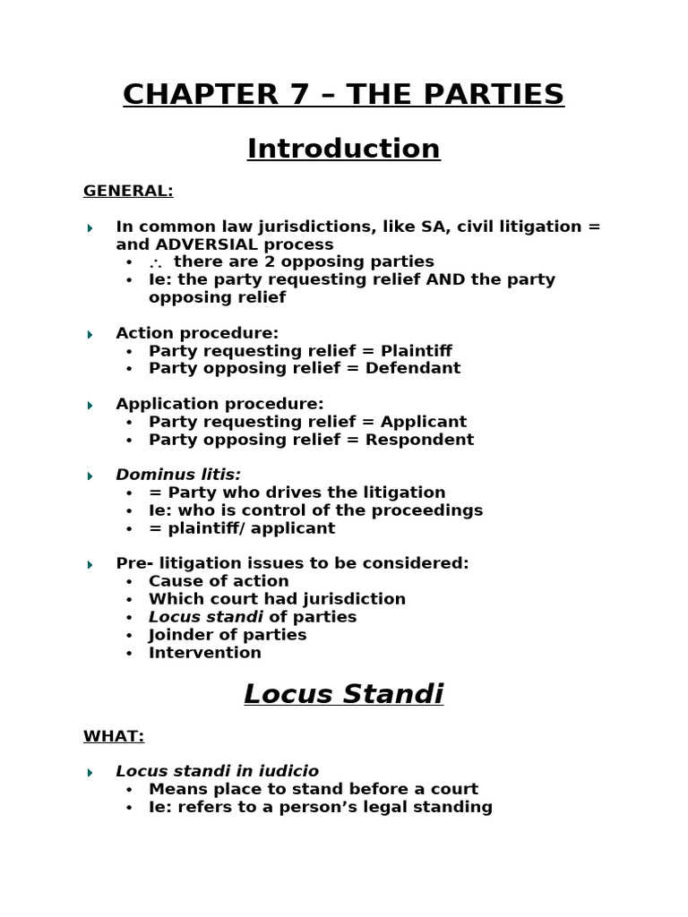 Understanding Parties in Civil Litigation | PDF | Lawsuit | Joinder