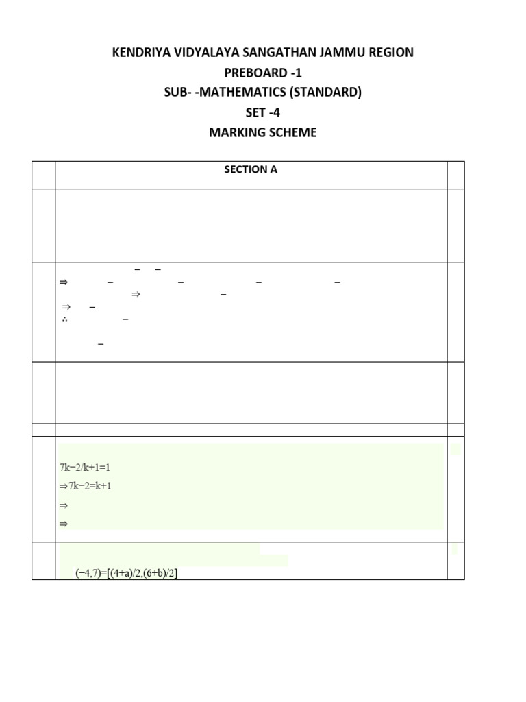 Mathematics Preboard Marking Scheme Set 4 | PDF | Euclidean Geometry ...