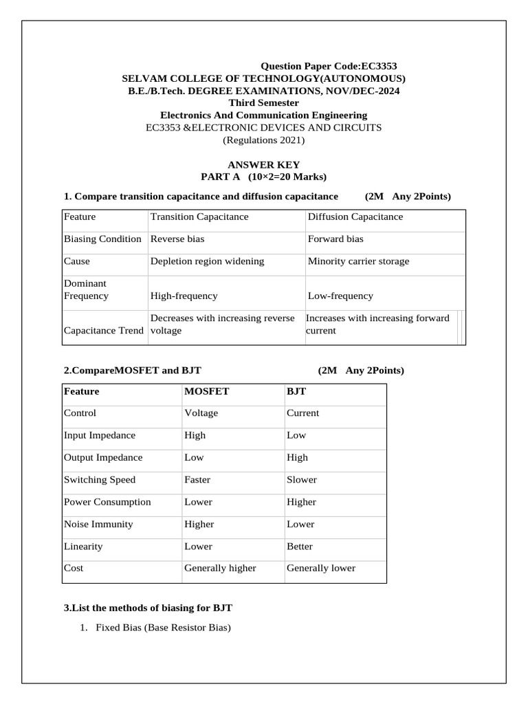 end-semester-edc-ans-key-2-pdf-amplifier-bipolar-junction-transistor