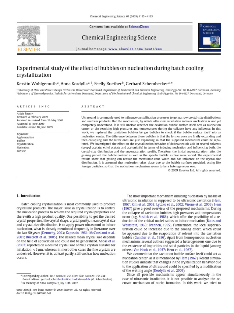 Experimental Study of The Effect of Bubbles On Nucleation During Batch ...