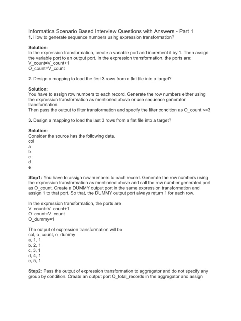 A Scenario Based Interview Questions With Answers | PDF
