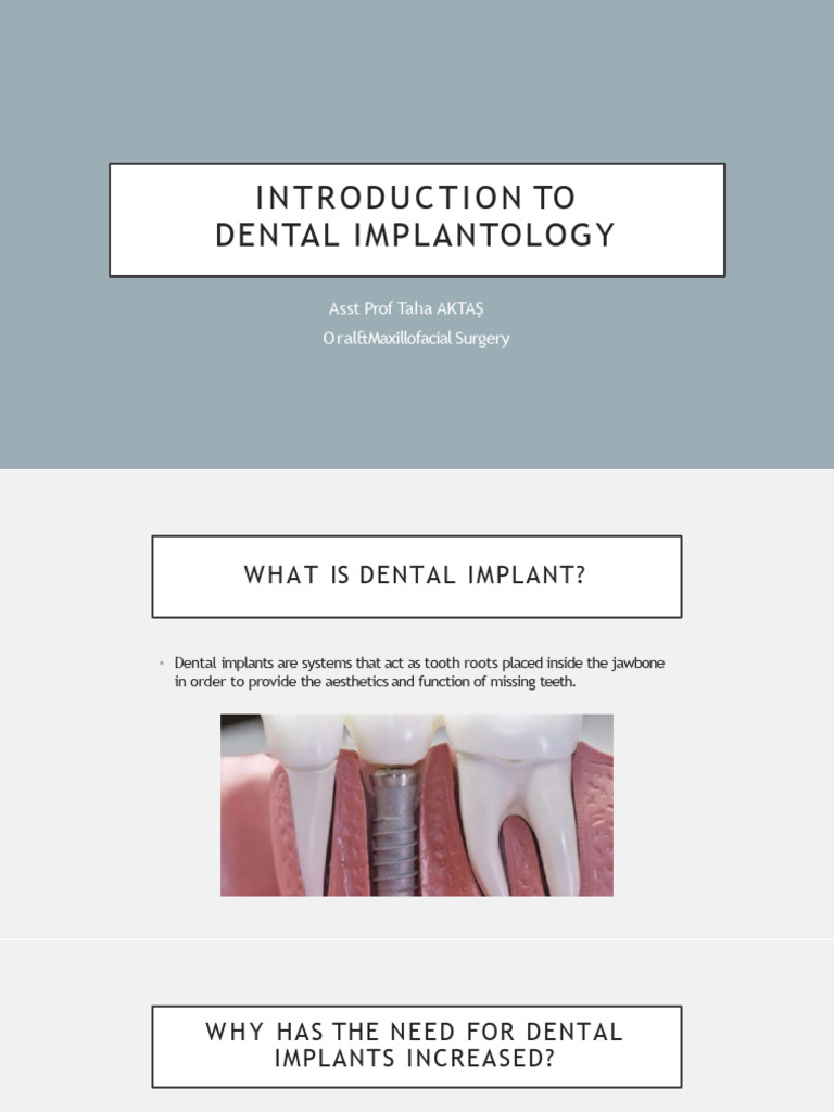 Overview of Dental Implantology | PDF | Dental Implant | Titanium