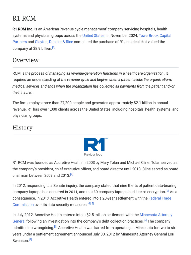 R1 RCM: Revenue Cycle Management Leader | PDF | Companies