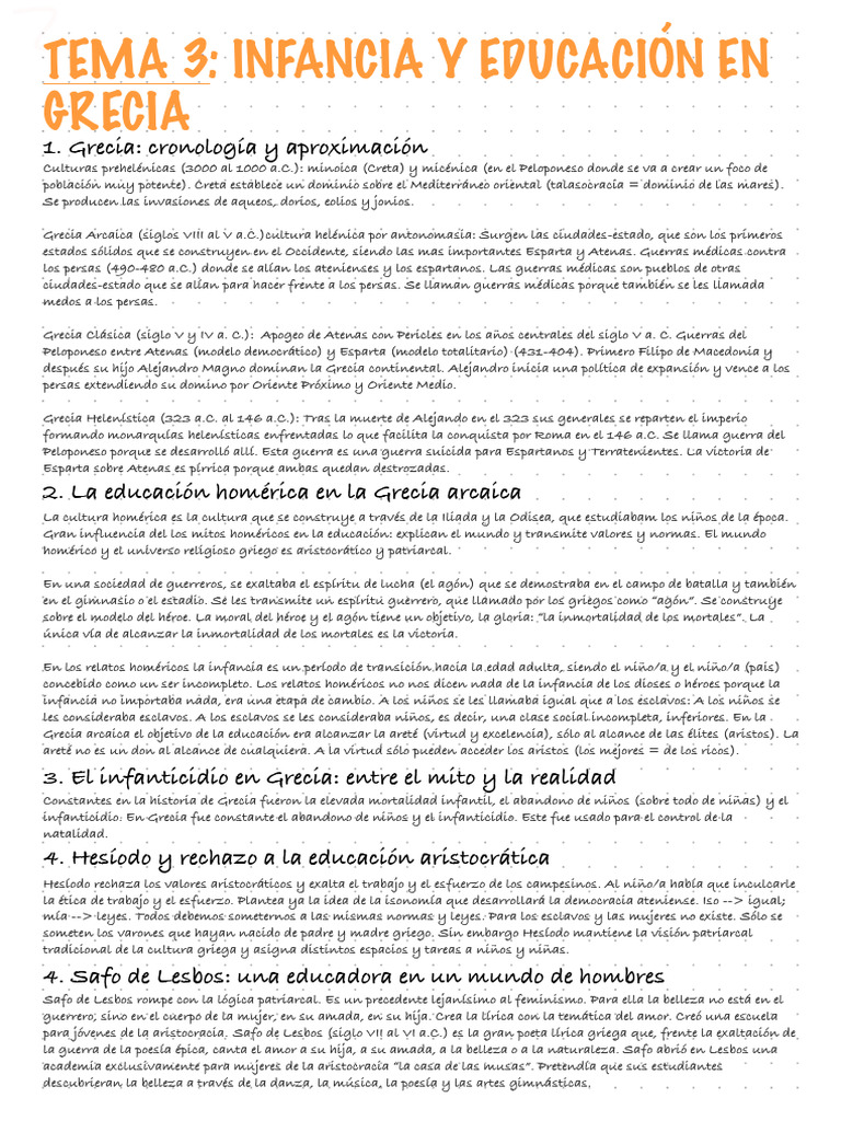 Infancia y Educación en la Grecia Antigua | PDF | Esparta | Antigua Grecia