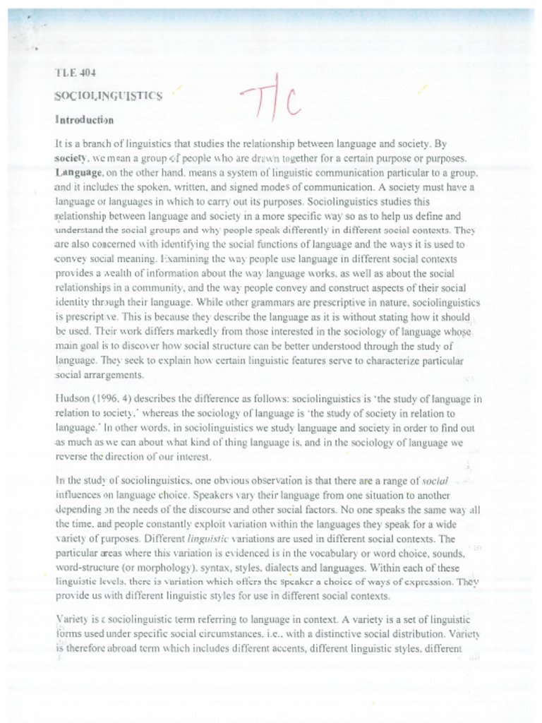 Sociolinguistics Notes - PDF-1 | PDF