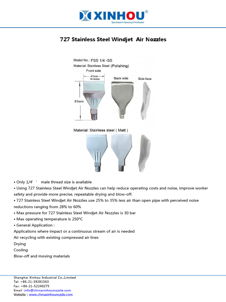 727 Stainless Steel Windjet Air Nozzles | PDF