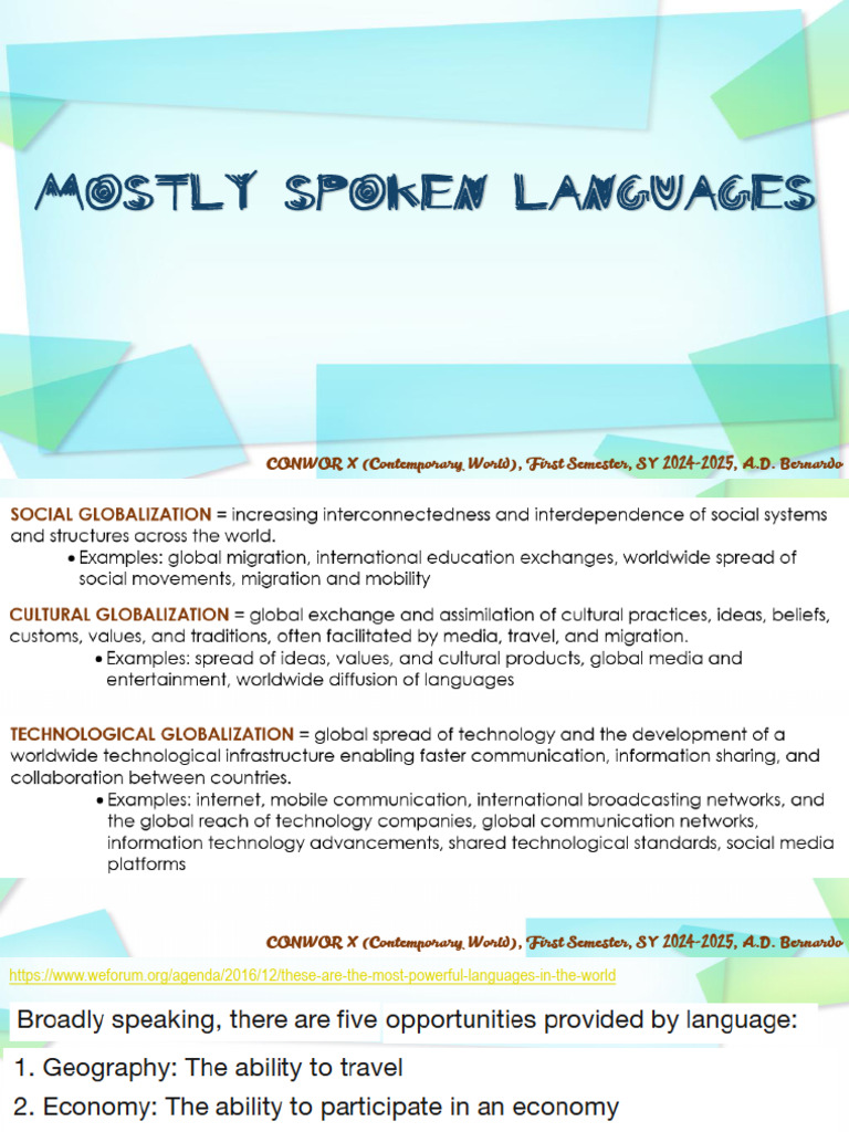 2.mostly Spoken Languages | PDF | Human Communication | Sociolinguistics