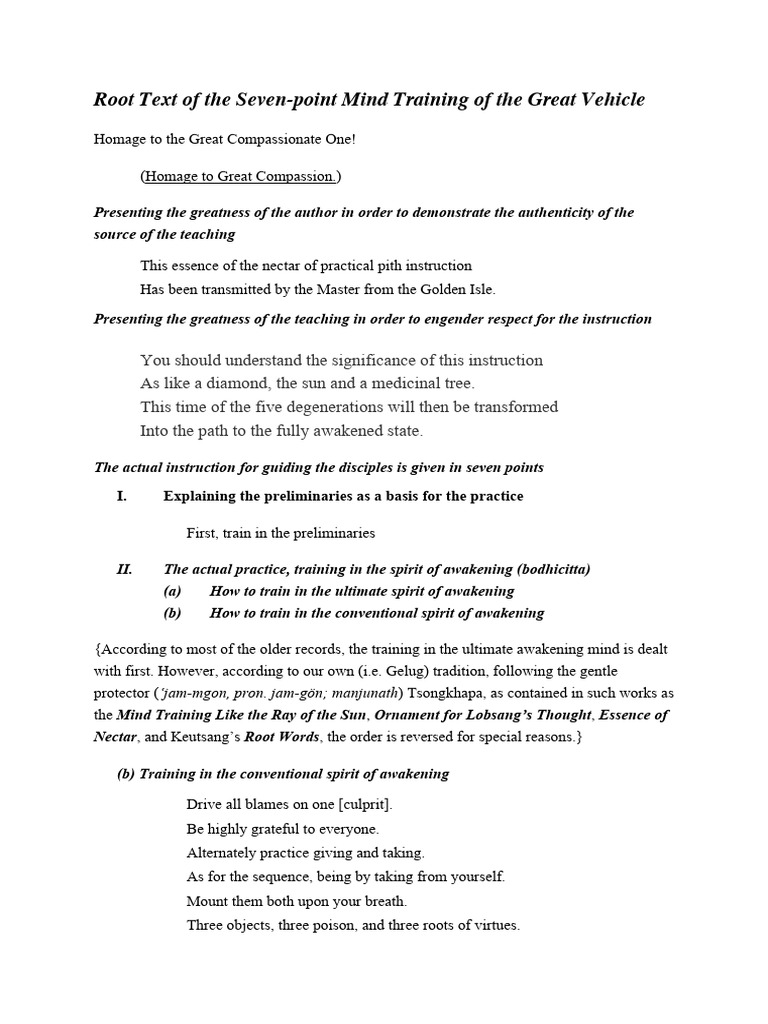 Seven-Point Mind Training Overview | PDF | Tibetan Buddhism | Eastern ...