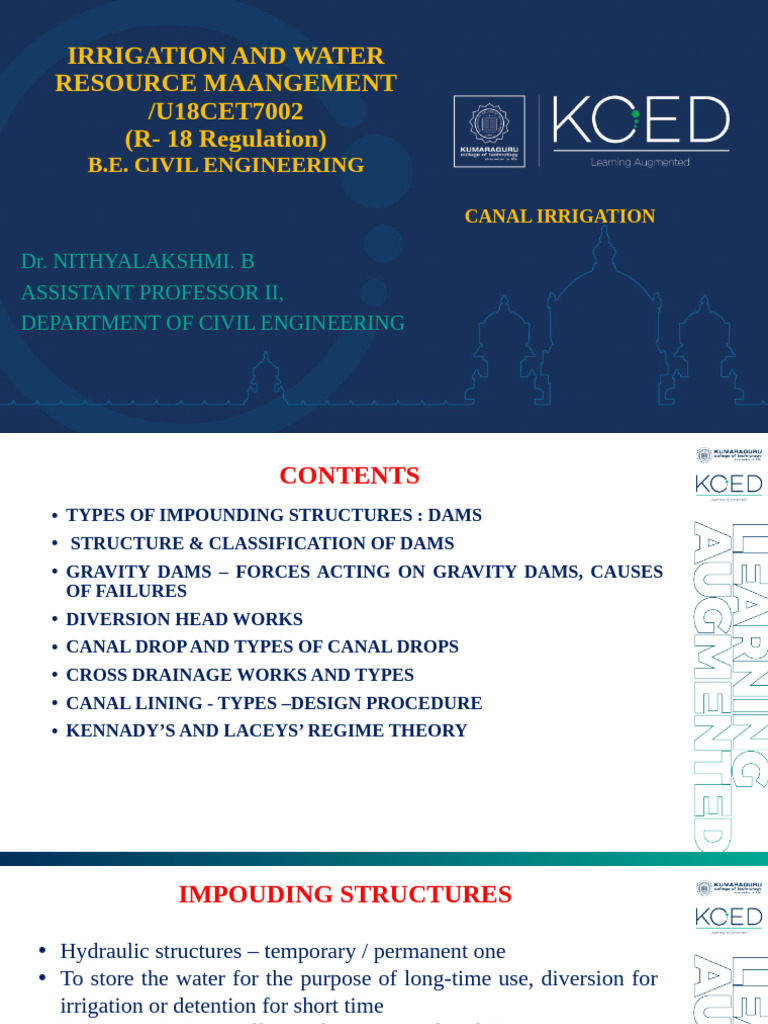 Unit 4 Canal Irrigation | PDF | Dam | Stress (Mechanics)
