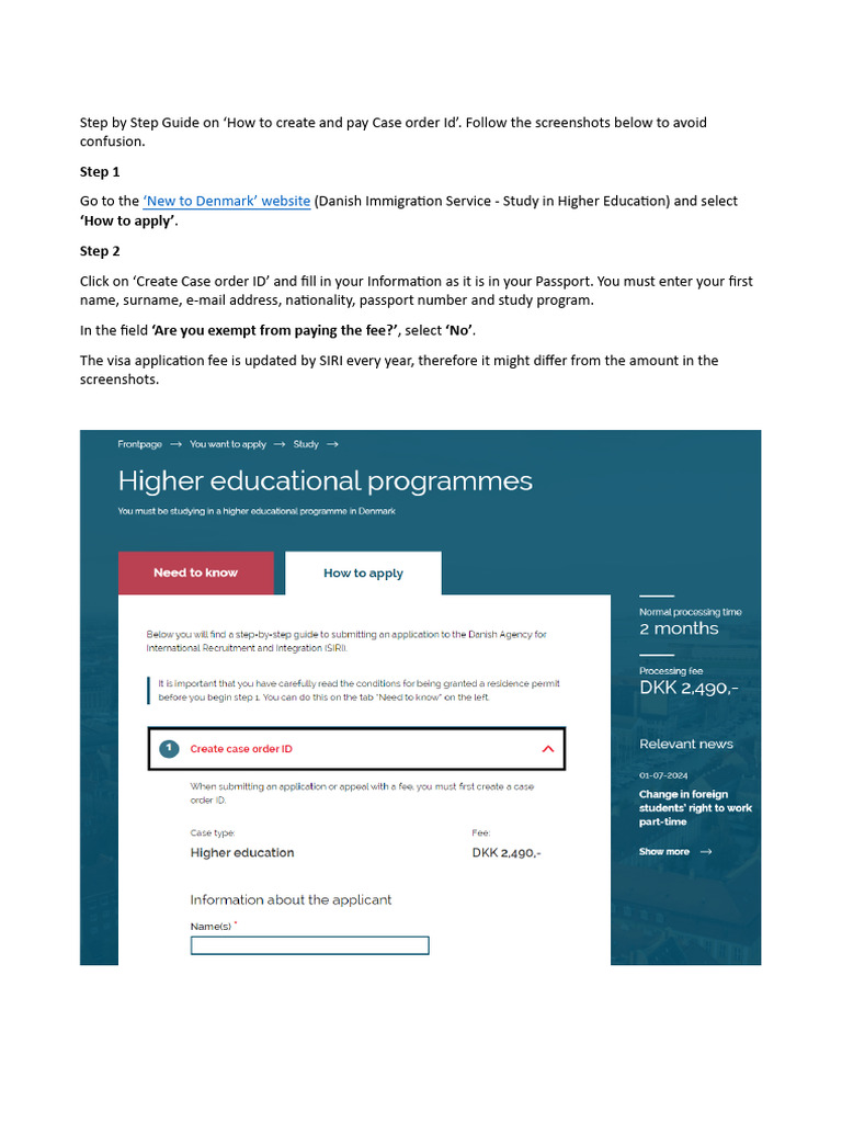 Creating Your Case Order ID in Denmark | PDF