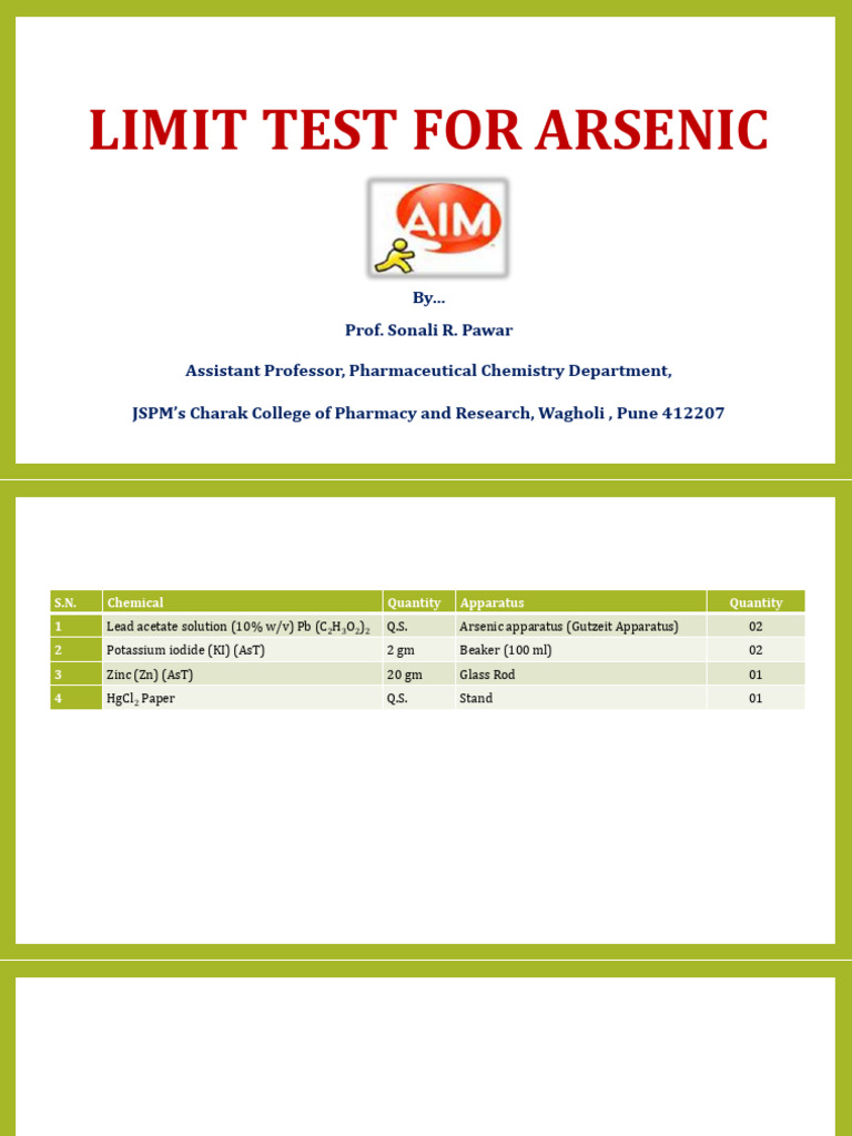 Limittestofarsenic 190830044555 | PDF | Arsenic | Hydrochloric Acid