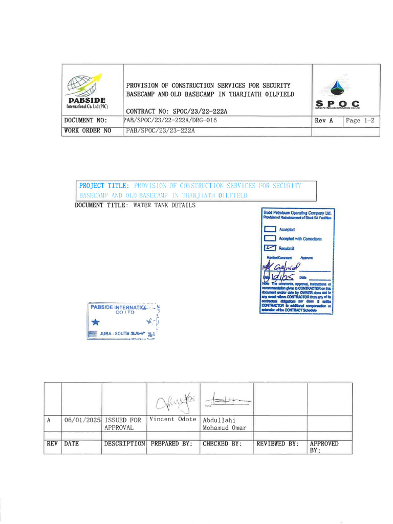PAB-SPOC-23!23!222A-DRG-016 Water Tank Details - Resubmit | PDF