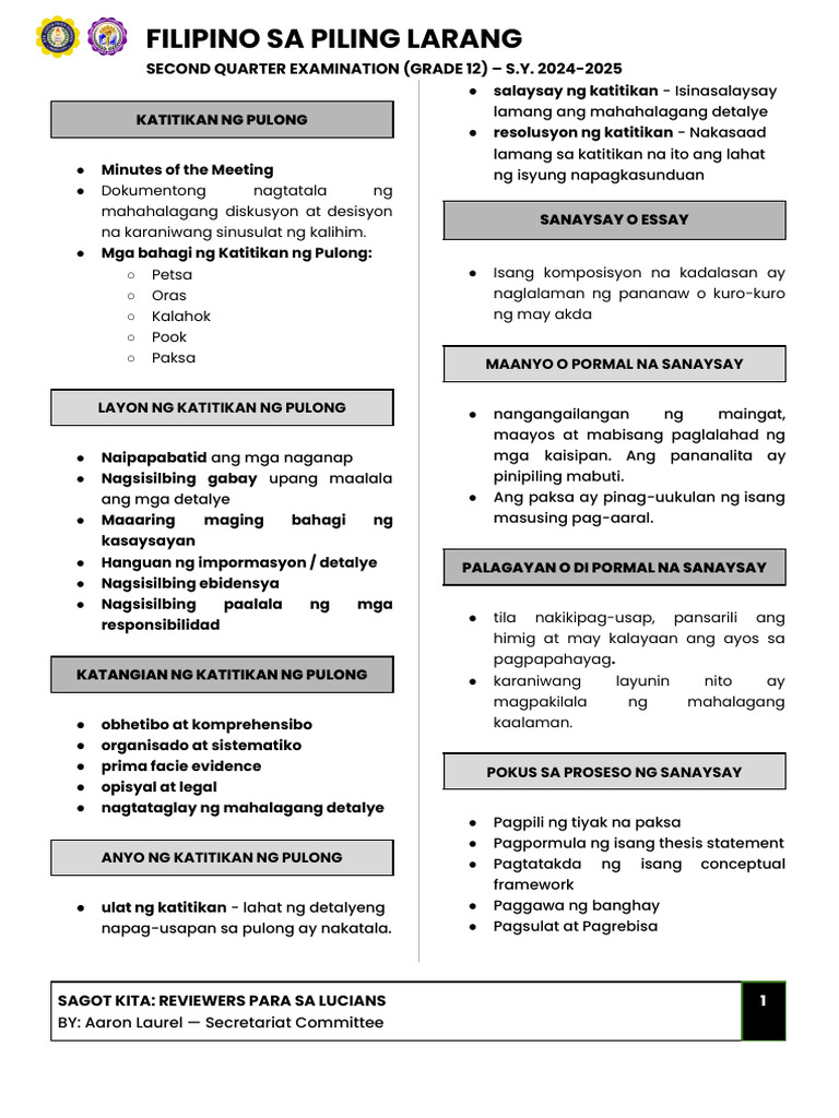 Filipino Sa Piling Larang | PDF