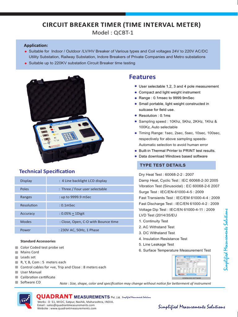Circuit Breaker Timer QCBT-1 Overview | PDF | Electrical Substation ...