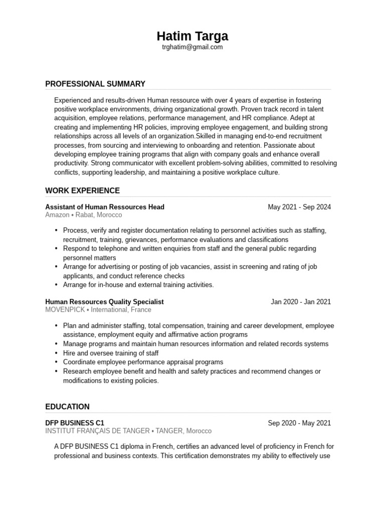 Resume | PDF | Human Resources | Employment