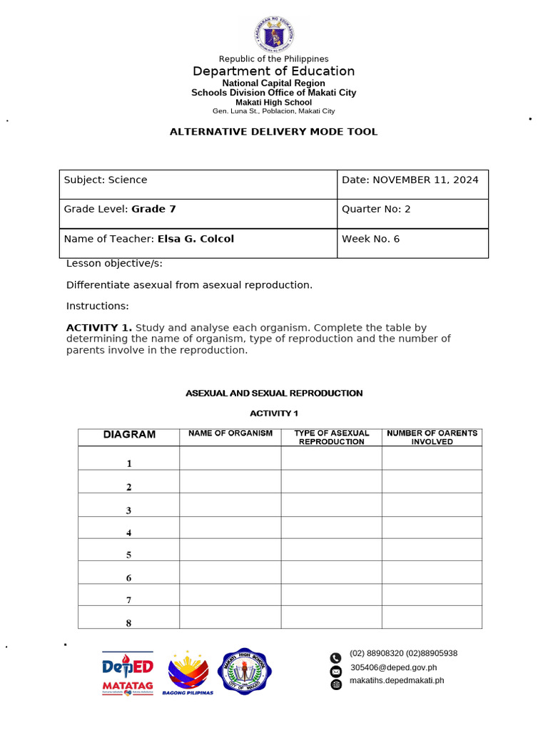 Colcol Science Adm-Tool Nov.11 | PDF | Reproduction | Plants