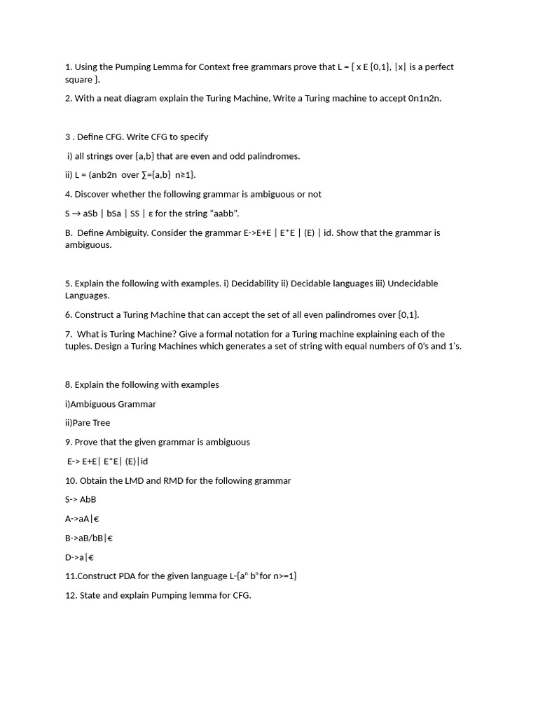 Turing Machines and Context-Free Grammars | PDF