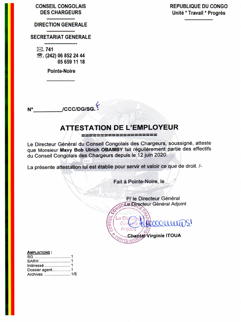 Attestation de L'employeur | PDF