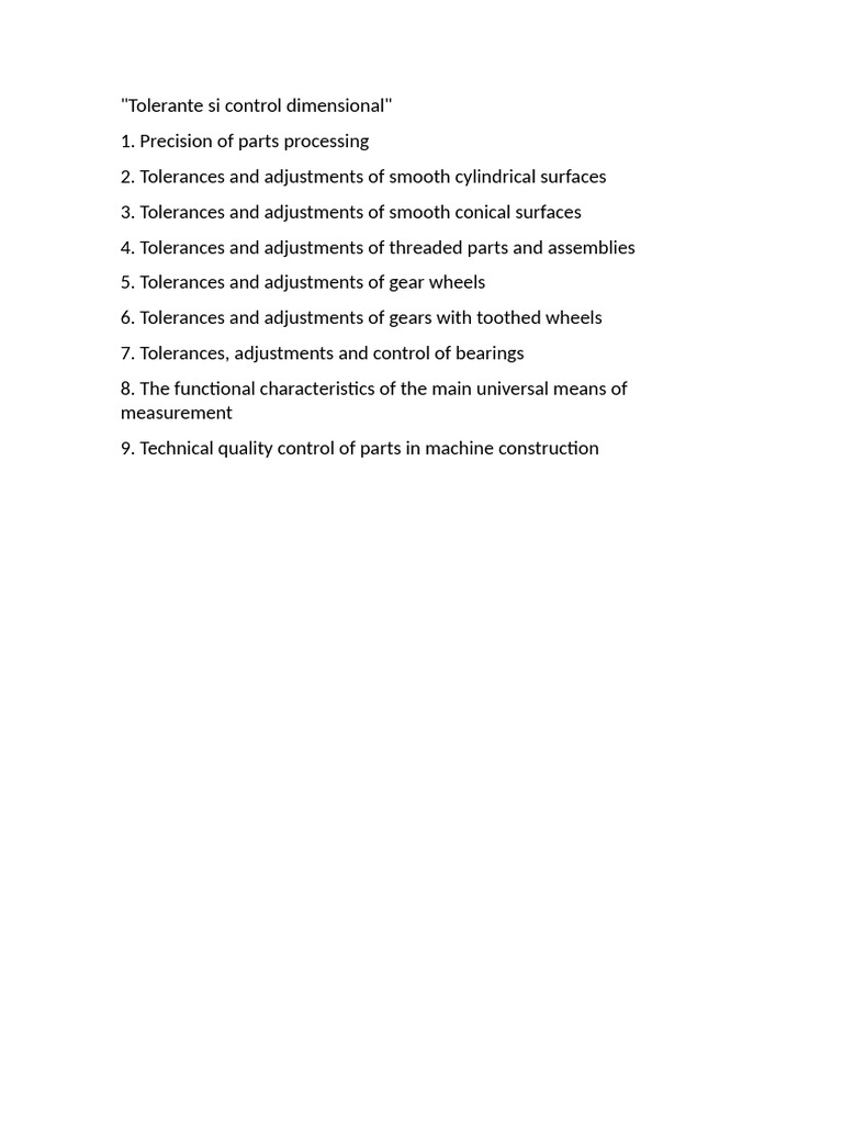 Tolerante Si Control Dimensional | PDF