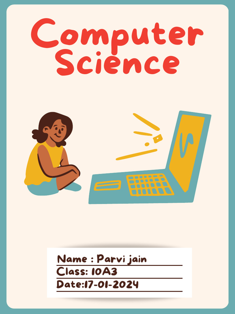 Hand-drawn Girl Computer Science Cover A4 Document | PDF