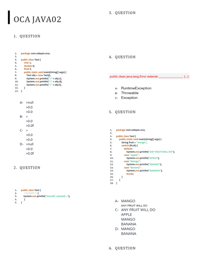 OCA_JAVA02 | PDF | Object Oriented Programming | Software