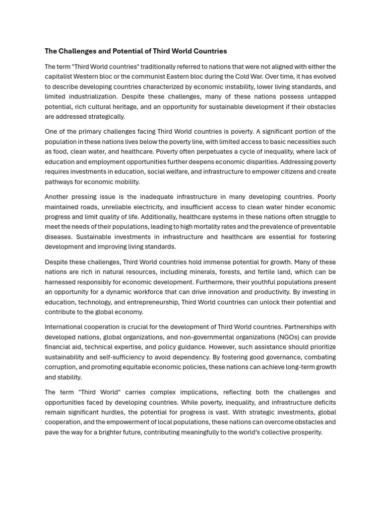 The Challenges and Potential of Third World Countries | PDF | Poverty ...