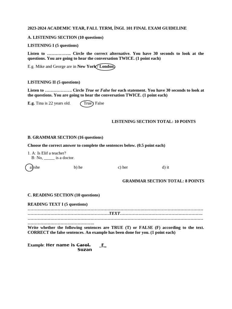 23-24 IÌ NGL 101 Final Exam Guideline | PDF | Linguistics | Human ...