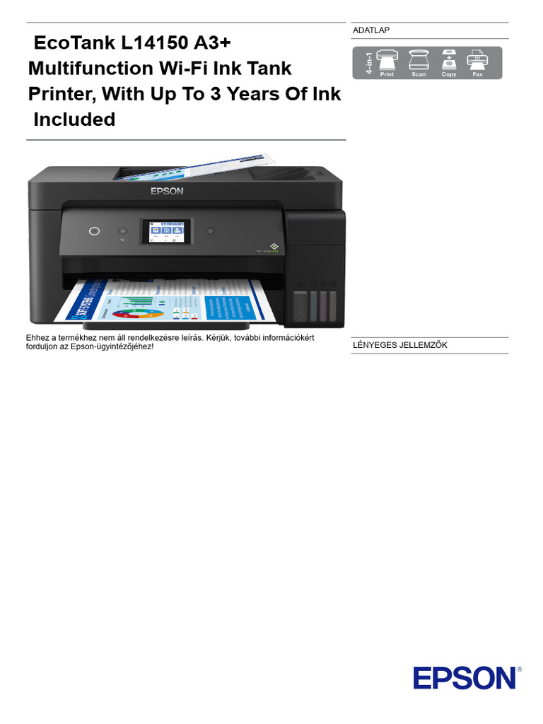 Ecotank l14150 A3 Multifunction Wi Fi Ink Tank Printer With Up To 3 ...