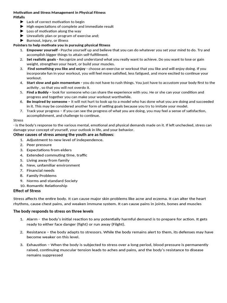 Grade 11 PE 1st Quarter Reviewer | PDF | Stress (Biology) | Clinical ...