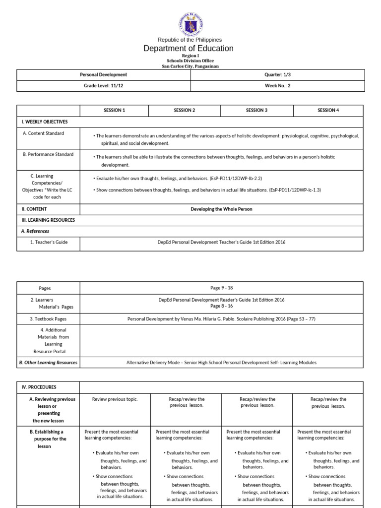 Holistic Development For Grades 11 12 Pdf Thought Adolescence