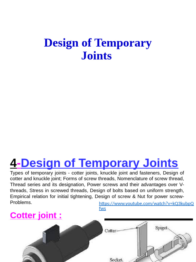 Knuckle and Cotter Joint Design Guide | PDF | Screw | Rotation