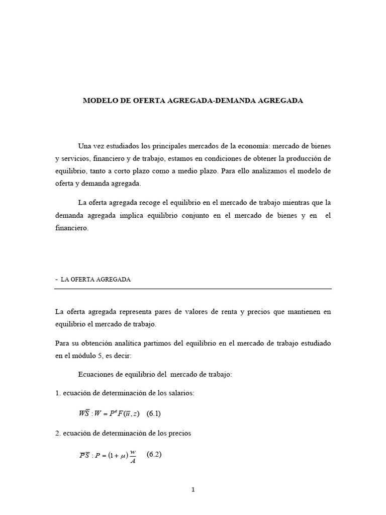 Modelo de Oferta y Demanda Agregada | PDF | La política fiscal | La ...