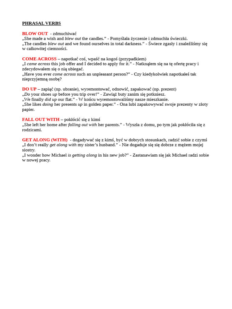 Vocabulary Phrasals 1 | PDF