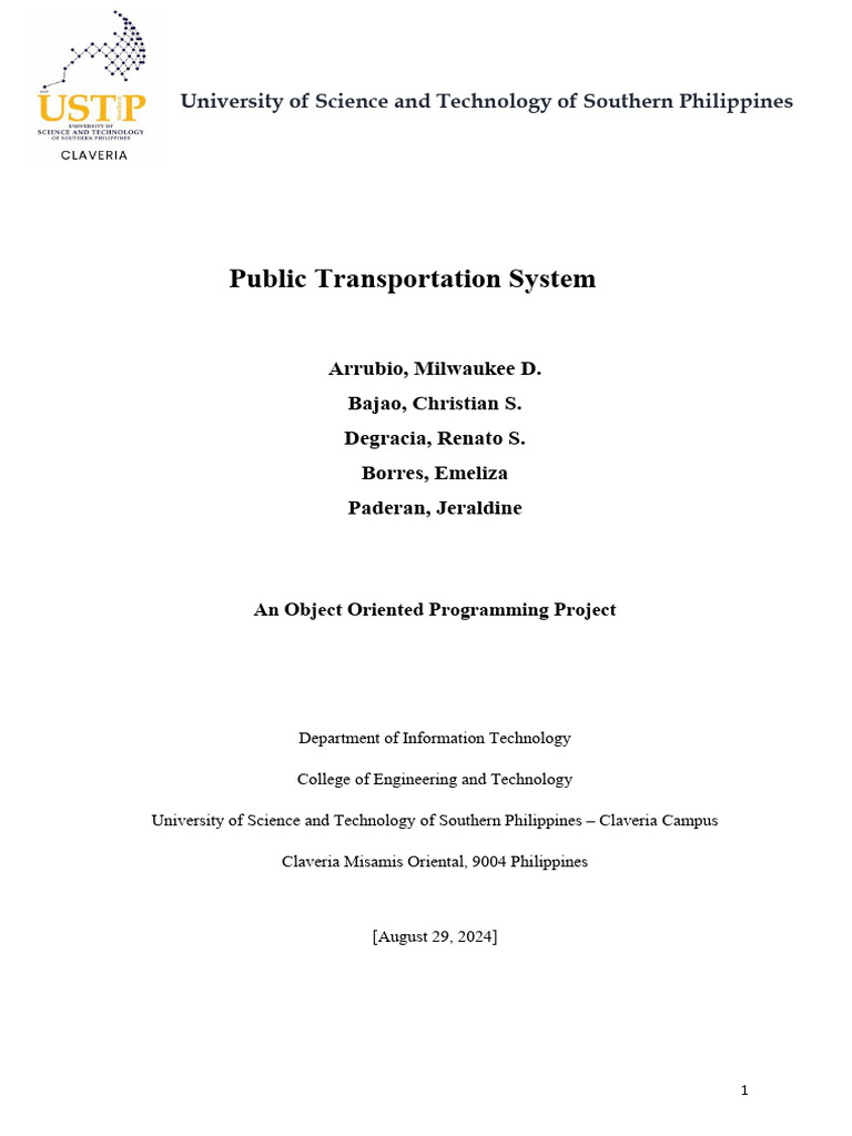 Public Transportation System Pdf Public Transport Transport