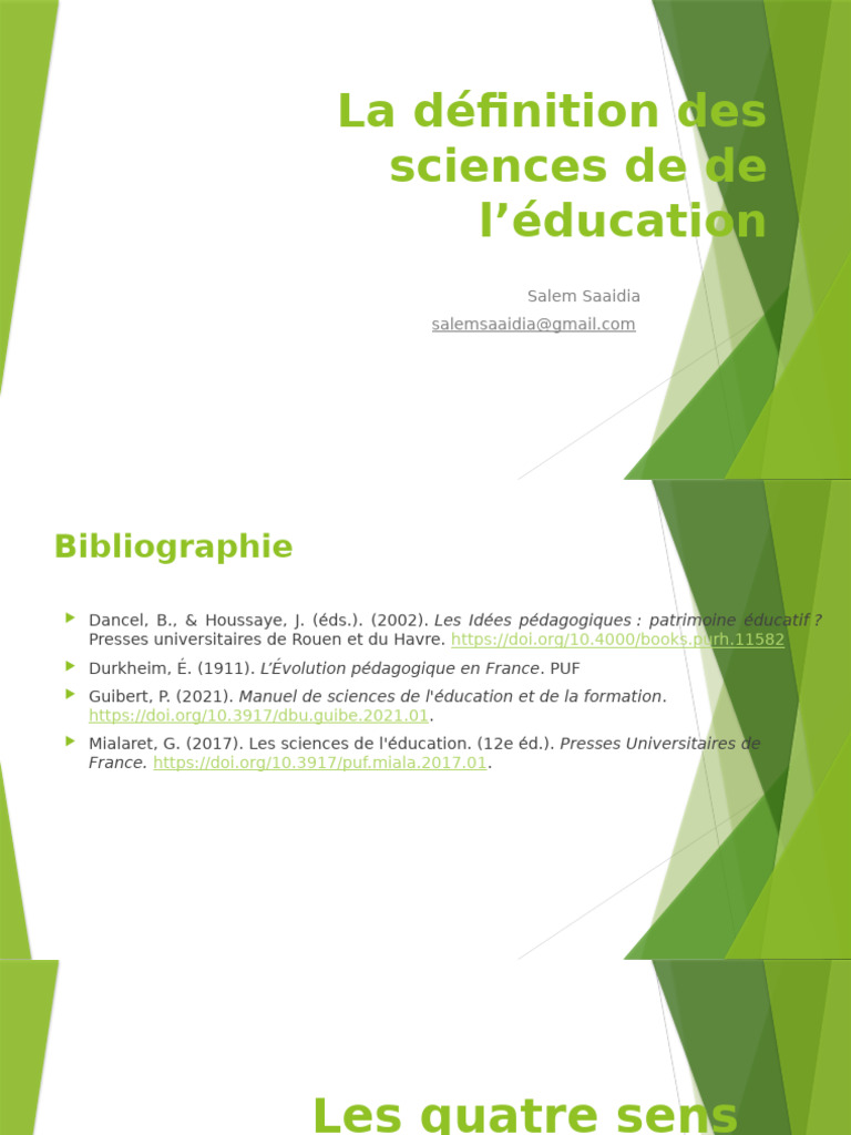 Définition des sciences de l'éducation | PDF | Science | Émile Durkheim