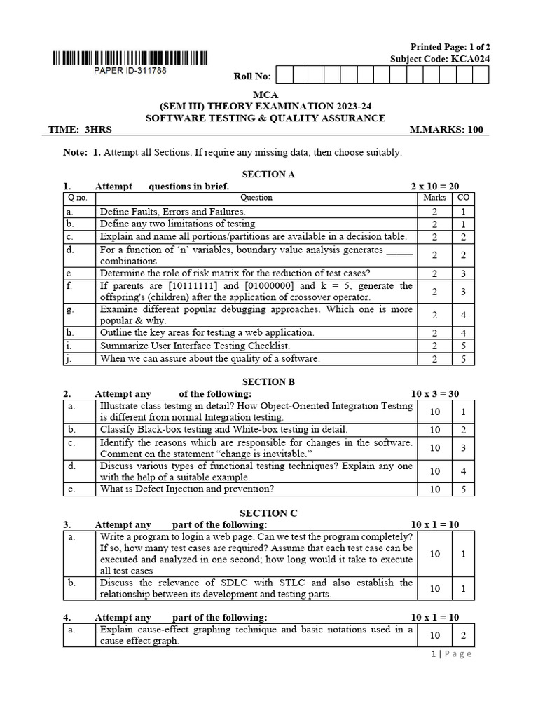Stqa 2023-24 | PDF | Software Testing | Software Engineering