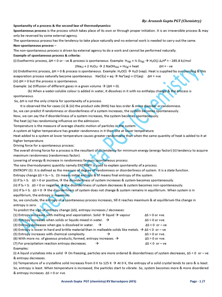 Thermodynamics: Spontaneity & Entropy | PDF | Gibbs Free Energy | Entropy