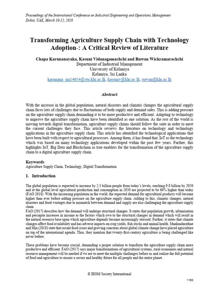 Tech Innovations in Agriculture Supply Chain | PDF | Agriculture ...