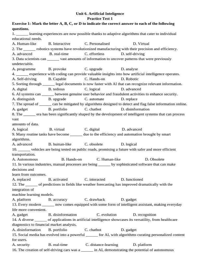AI Practice Test and App Overview | PDF | Artificial Intelligence ...