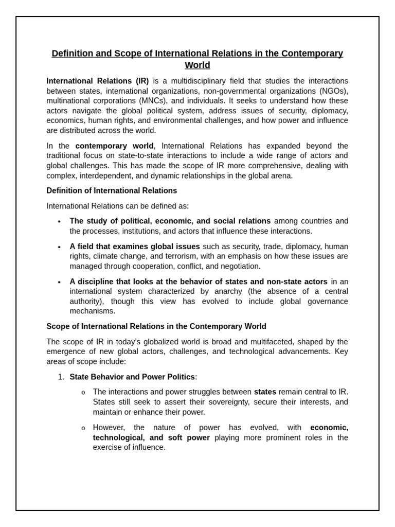 Introduction IR | PDF | International Relations | Global Governance