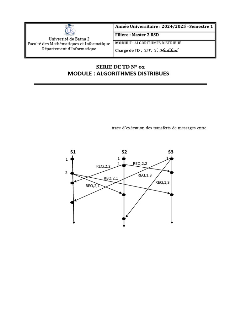 Algorithmes Distribués : Exercices TD 02 | PDF | Informatique ...
