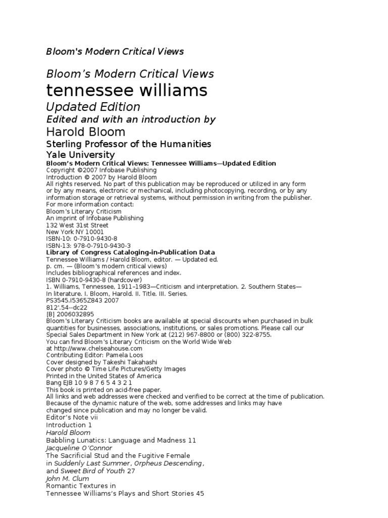 Bloom's Modern Critical Views Tennessee Williams | PDF