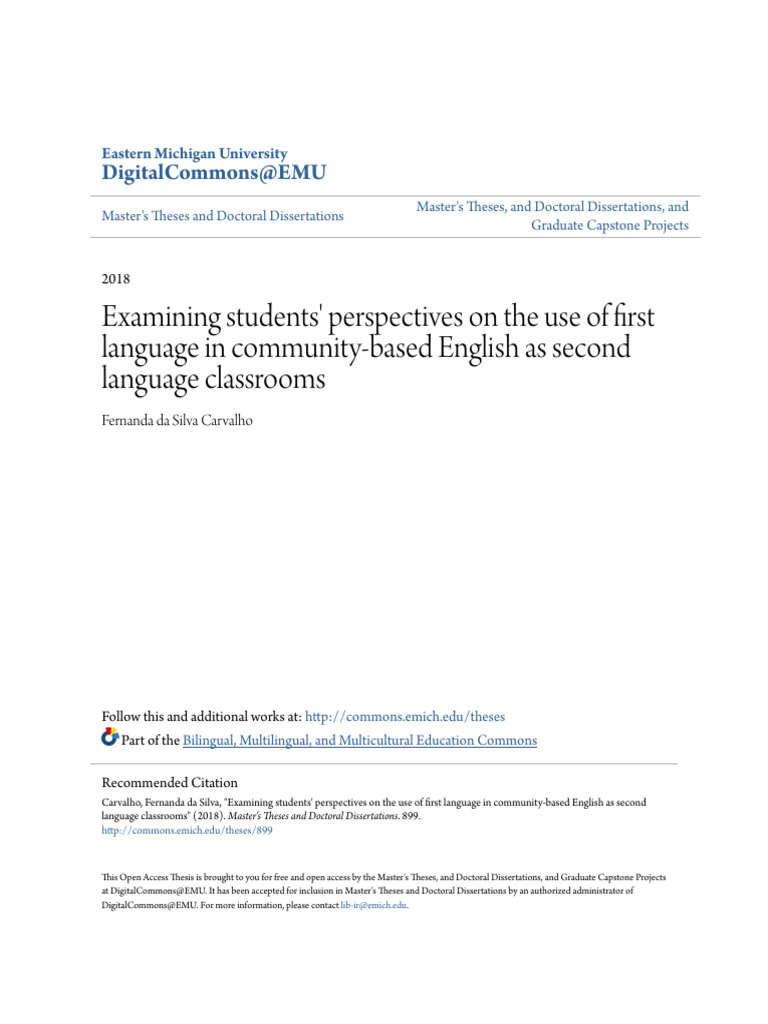 Examining Students Perspectives On The Use of First Language in | PDF ...