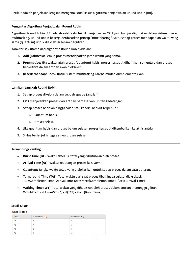 Studi Kasus Algoritma Round Robin | PDF