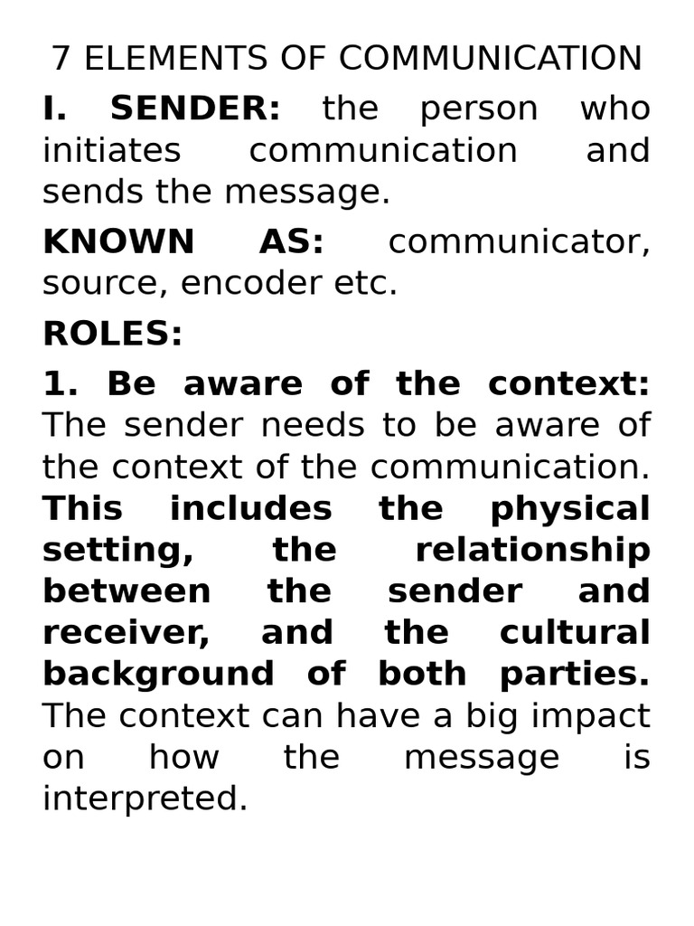 7-ELEMENTS-OF-COMMUNICATION | PDF | Communication | Nonverbal Communication